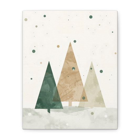 Minimal Forest Trees Matte Canvas Wall Art — Stretched Holiday Woodland Print