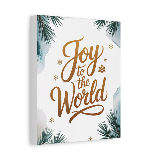 Joy to the World Canvas Wall Art — Holiday Pine Branch Christmas Decor